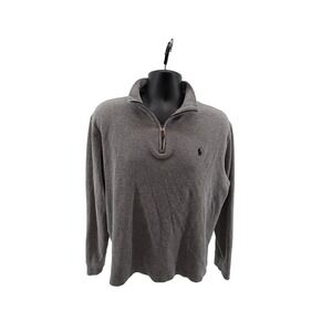 Polo Ralph Lauren Pullover Mens M Grey Estate Rib Quarter Zip Cotton Sweater